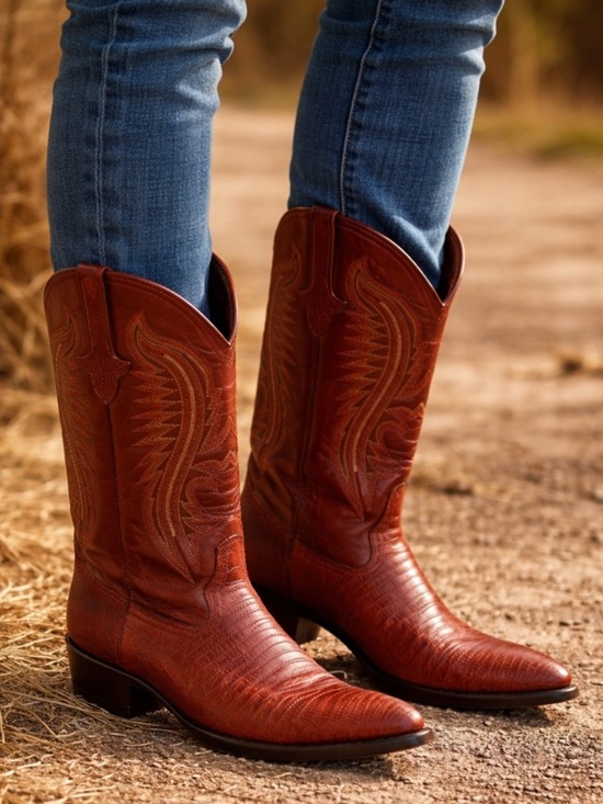? Ferrini Genuine Teju Lizard Western Cowboy Boots – Brown – Size 11 main image 9